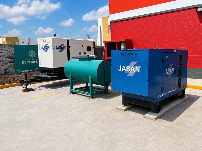 Generadores JASAN con tanque de diésel como fuente temporal en planta de producción